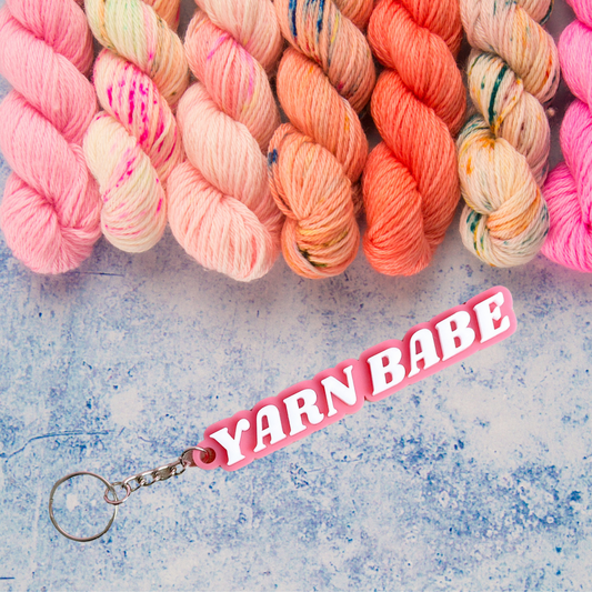 Pink Yarn Babe Summer Acrylic Keychain