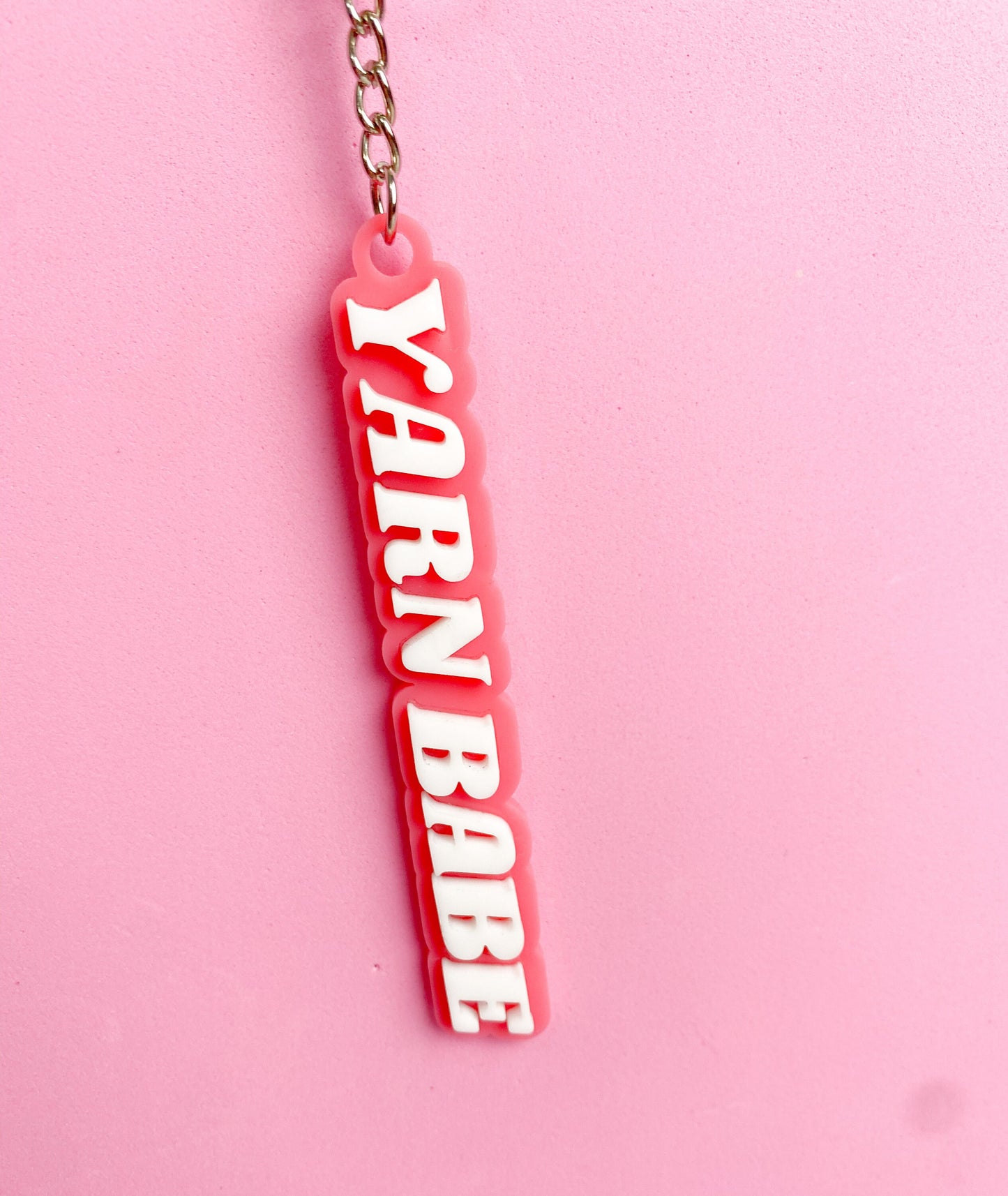 Pink Yarn Babe Summer Acrylic Keychain